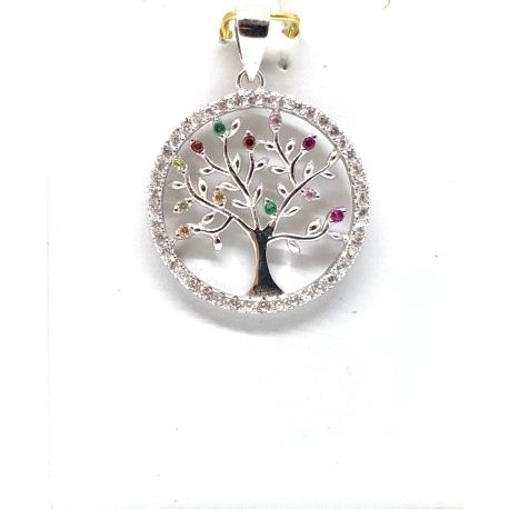 COLGANTE PLATA CIRCONITA COLOR 20 MM