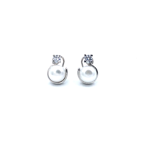 PENDIENTE PLATA PERLA CIRCONITA
