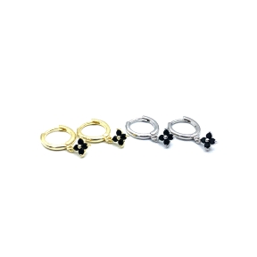 PENDIENTE PLATA CIRCONITAS NEGRAS                                     