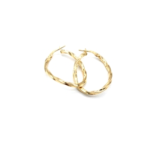 PENDIENTE PLATA ARO OVAL ONDULADO DORADO                              