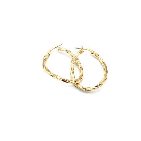 PENDIENTE PLATA ARO OVAL ONDULADO DORADO                              