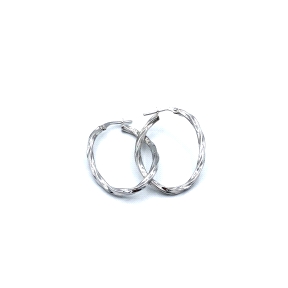 PENDIENTE PLATA ARO OVAL ONDULADO                                     