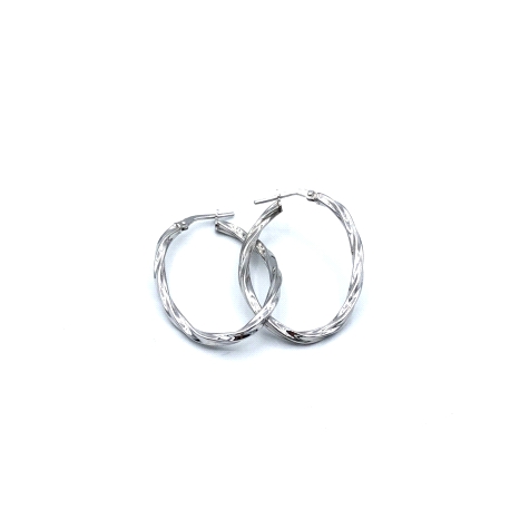 PENDIENTE PLATA ARO OVAL ONDULADO                                     