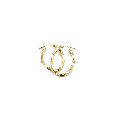 PENDIENTE PLATA ARO OVAL ONDULADO DORADO                              