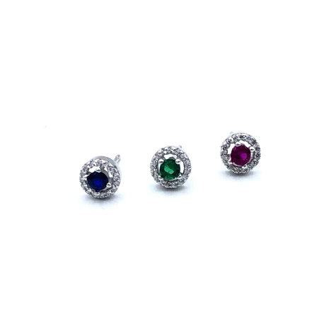 PENDIENTE PLATA CIRCONITAS COLOR                                                                    