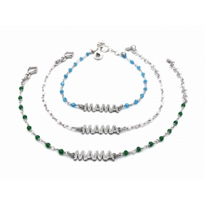 PULSERAS PLATA PIEDRA COLOR MAMA                                                                    