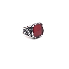 SORTIJA PLATA AGATA ROJA                                                                            