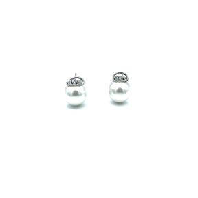 PENDIENTE PLATA CIRCONITAS PERLA SINTET.                                                            