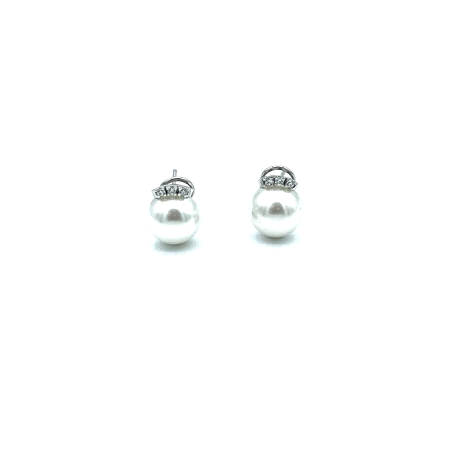 PENDIENTE PLATA CIRCONITAS PERLA SINTET.                                                            