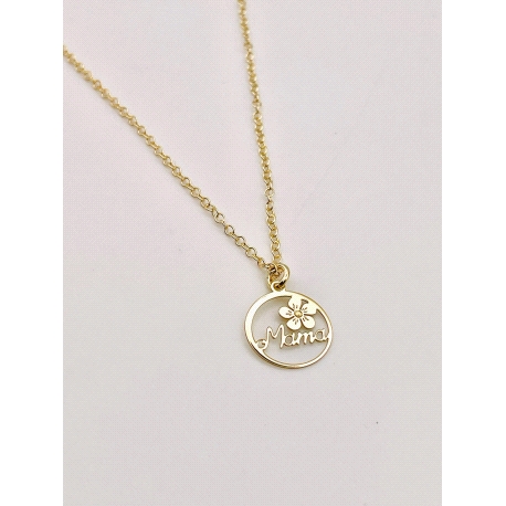 GARGANTILLA PLATA LISA MAMA BAÑO ORO                                                                