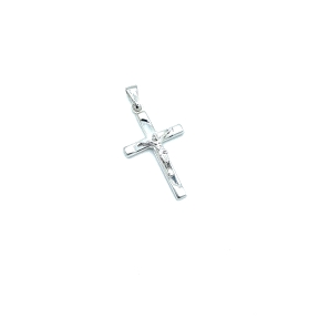 CRUZ PLATA LISA CRISTO RODIO 3 X 2 CM                                                               