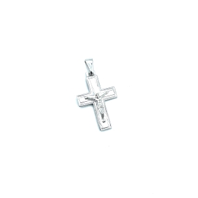 CRUZ PLATA LISA CRISTO RODIO 2,5 X 2 CM                                                             