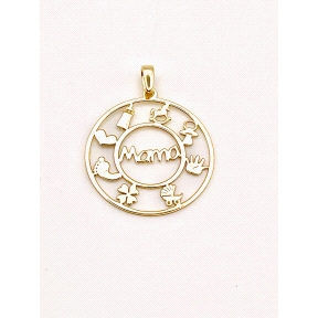 COLGANTE PLATA LISO MAMA BAÑO ORO                                                                   
