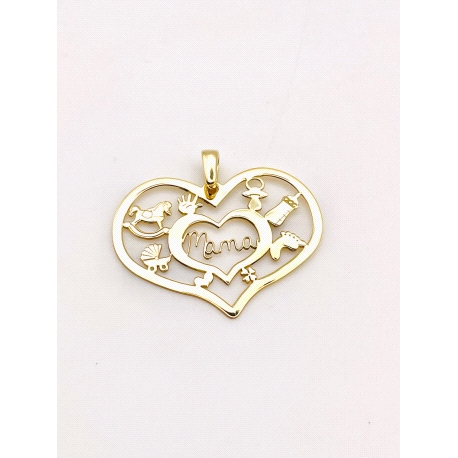 COLGANTE PLATA LISO MAMA CORAZON                                                                    