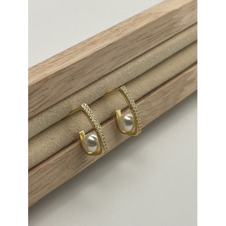 PENDIENTE PLATA CIRCONITAS BAÑO ORO                                                                 