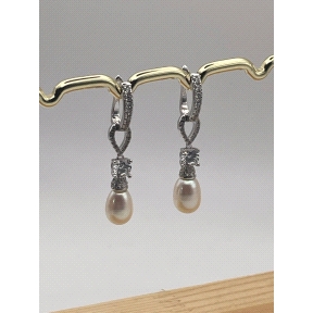 PENDIENTE PLATA CIRCONITAS PERLA CATALAN                                                            