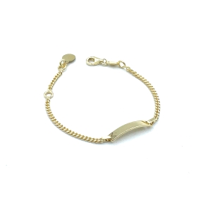 PULSERAS PLATA BEBE PLACA BAÑO ORO                                                                  