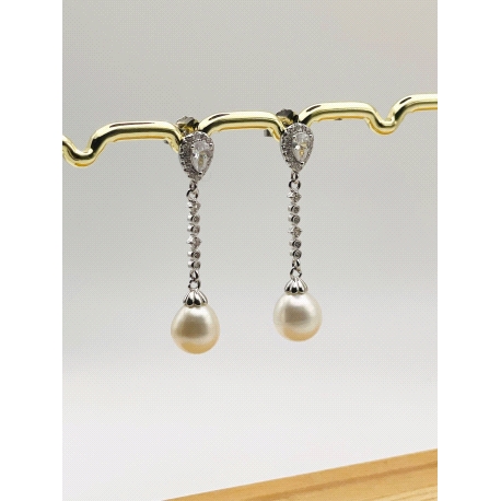 PENDIENTE PLATA CIRCONITAS PERLA                                                                    