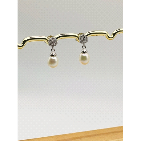 PENDIENTE PLATA CIRCONITAS PERLA                                                                    