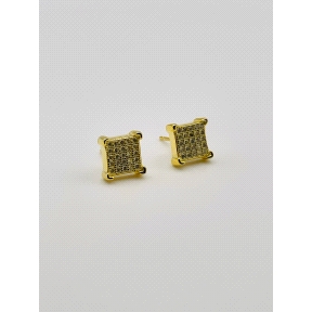 PENDIENTE PLATA CIRCONITAS 7 MM BAÑO ORO                                                            