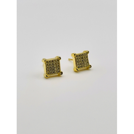 PENDIENTE PLATA CIRCONITAS 7 MM BAÑO ORO                                                            