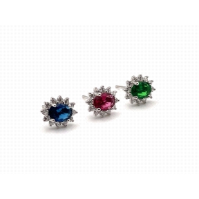 PENDIENTE PLATA ROSETON COLOR                                                                       
