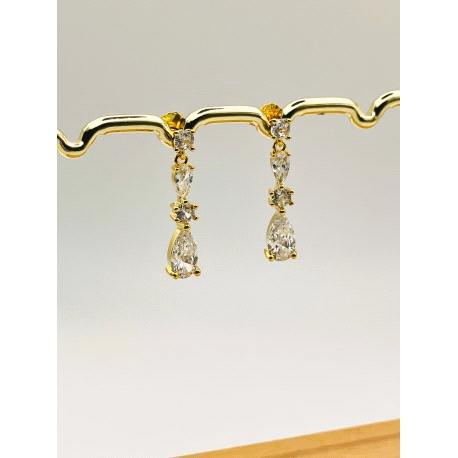 PENDIENTE PLATA CIRCONITAS BAÑO ORO                                                                 