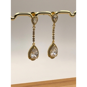 PENDIENTE PLATA CIRCONITAS BAÑO ORO                                                                 