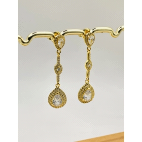 PENDIENTE PLATA CIRCONITAS BAÑO ORO                                                                 