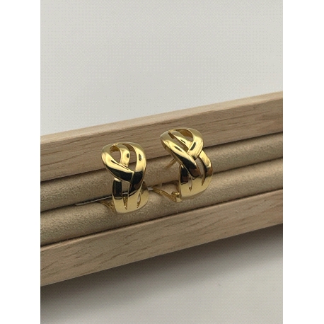 PENDIENTE PLATA LISO OMEGA BAÑO ORO                                                                 
