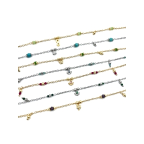 TOBILLERAS PLATA PIEDRAS COLOR MOTIVO                                                               