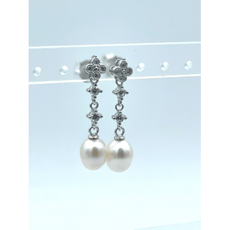 PENDIENTE PLATA CIRCONITAS PERLA                                                                    