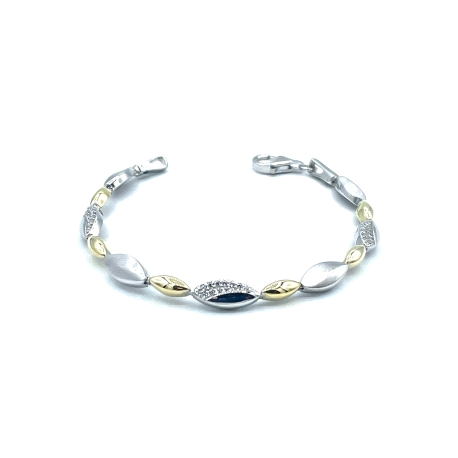 PULSERAS PLATA CIRCONITAS BICOLOR                                                                   