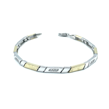 PULSERAS PLATA CIRCONITAS BICOLOR                                                                   