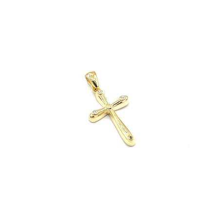CRUZ PLATA CIRCONITAS BAÑO ORO                                                                      