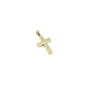 CRUZ PLATA CIRCONITAS BAÑO ORO                                                                      