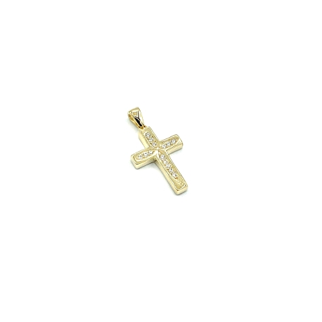 CRUZ PLATA CIRCONITAS BAÑO ORO                                                                      