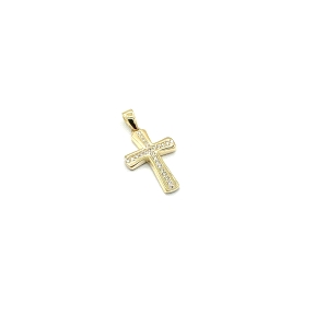 CRUZ PLATA CIRCONITAS BAÑO ORO                                                                      
