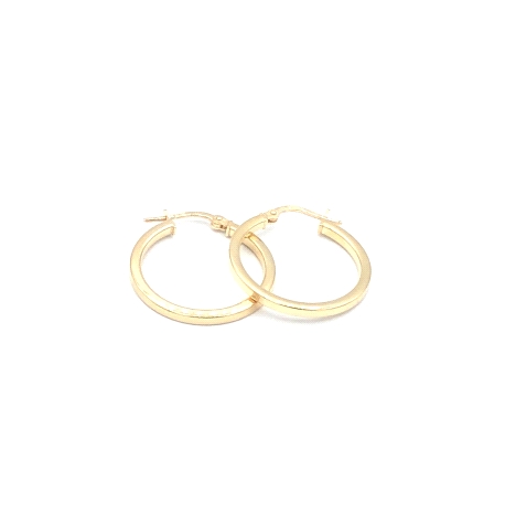 PENDIENTE PLATA ARO 2 CM PLANO BAÑO ORO                                                             