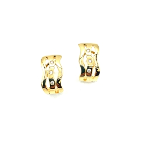 PENDIENTE PLATA CIRCONITA OMEGA BAÑO ORO                                                            