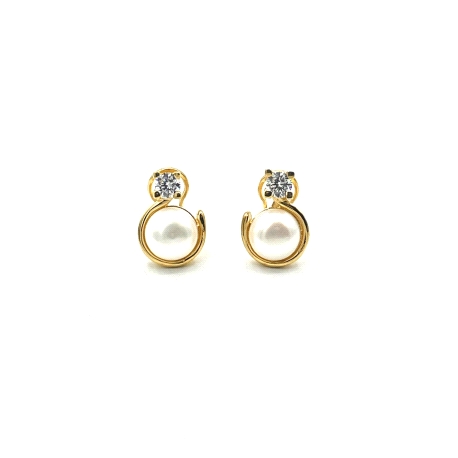 PENDIENTE PLATA PERLA OMEGA BAÑO ORO                                                                