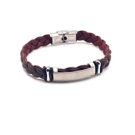 PULSERAS ACERO PIEL PLACA H                                                                         