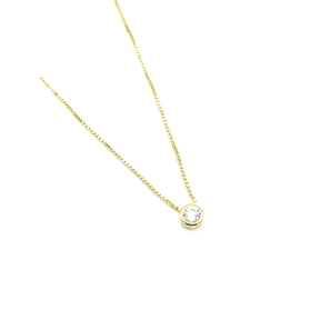 GARGANTILLA PLATA CHATON 5 MM BAÑO ORO                                                              