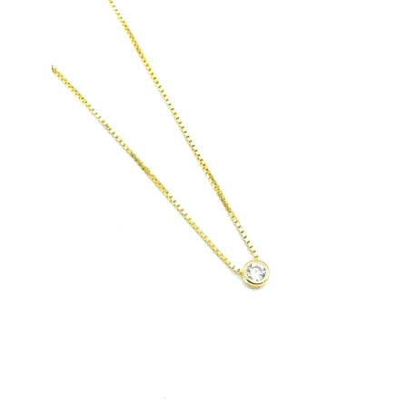 GARGANTILLA PLATA CHATON 4 MM BAÑO ORO                                                              