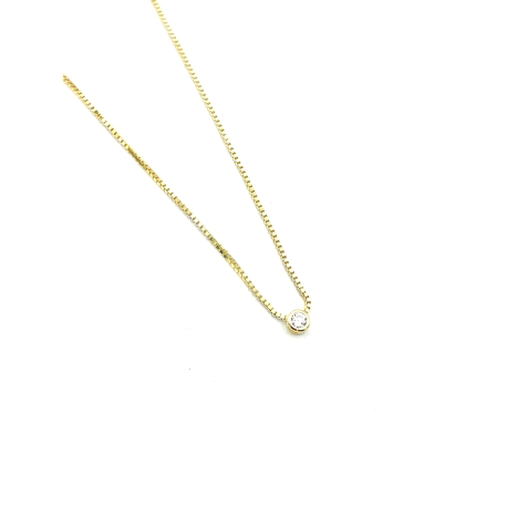 GARGANTILLA PLATA CHATON 3 MM BAÑO ORO                                                              