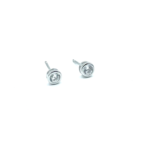 PENDIENTE PLATA CHATON 4MM