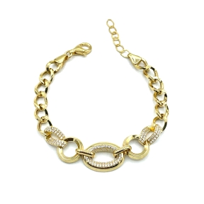 PULSERAS PLATA CIRCONITAS ESLABON