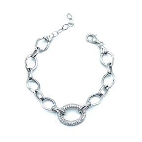 PULSERAS PLATA CIRCONITAS ESLABON