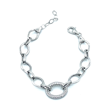 PULSERAS PLATA CIRCONITAS ESLABON