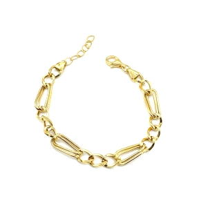 PULSERAS PLATA LISA ESLABON BAÑO ORO